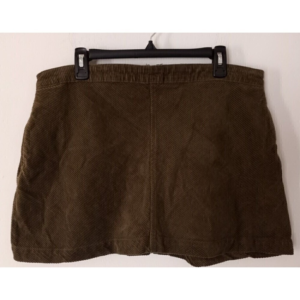BP Nordstrom Mini Skirt Women's Army Green Corduroy Flared Size XL Zippered